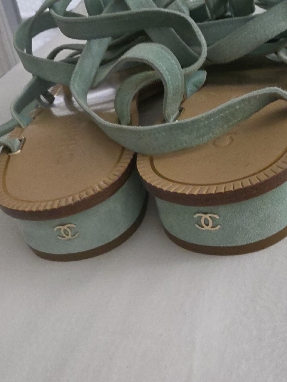 Authentic CHANEL Pale Green Lace-Up Gladiator Sandals. - Picture 5 of 8